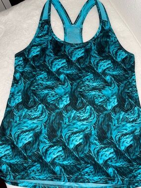 Peloton Teal and Black Abstract Racerback Tank